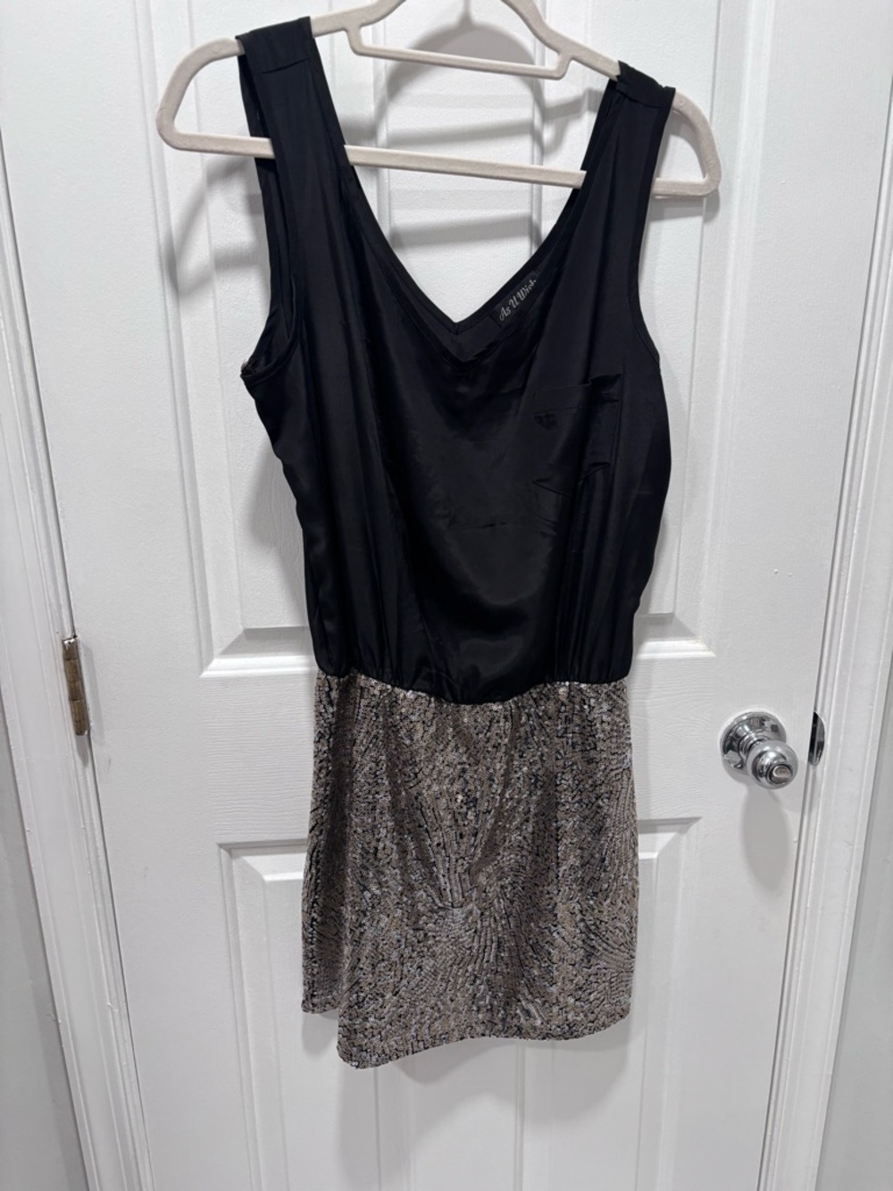 As U Wish Black and Silver Mini Dress
